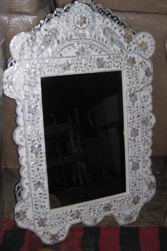 White Mother of Pearl Mirror Frame