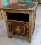Mango Wood Bedside Cabinet with Brass Fitting