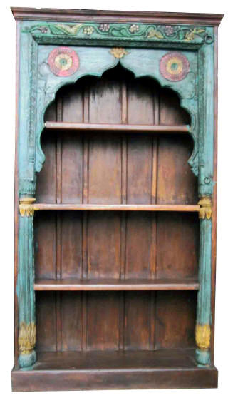 Antique Bookshelf From India, Hand Carved Bookcase