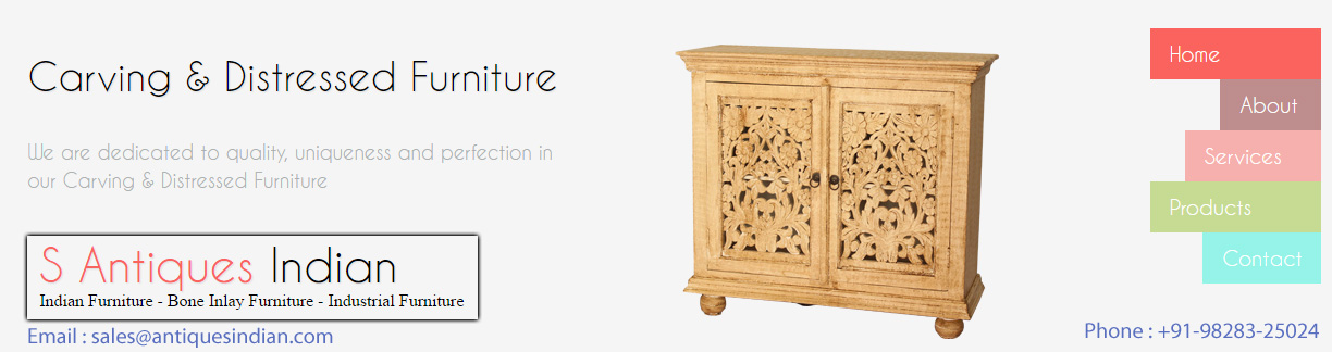 Carving And Distressed Indian Furniture
